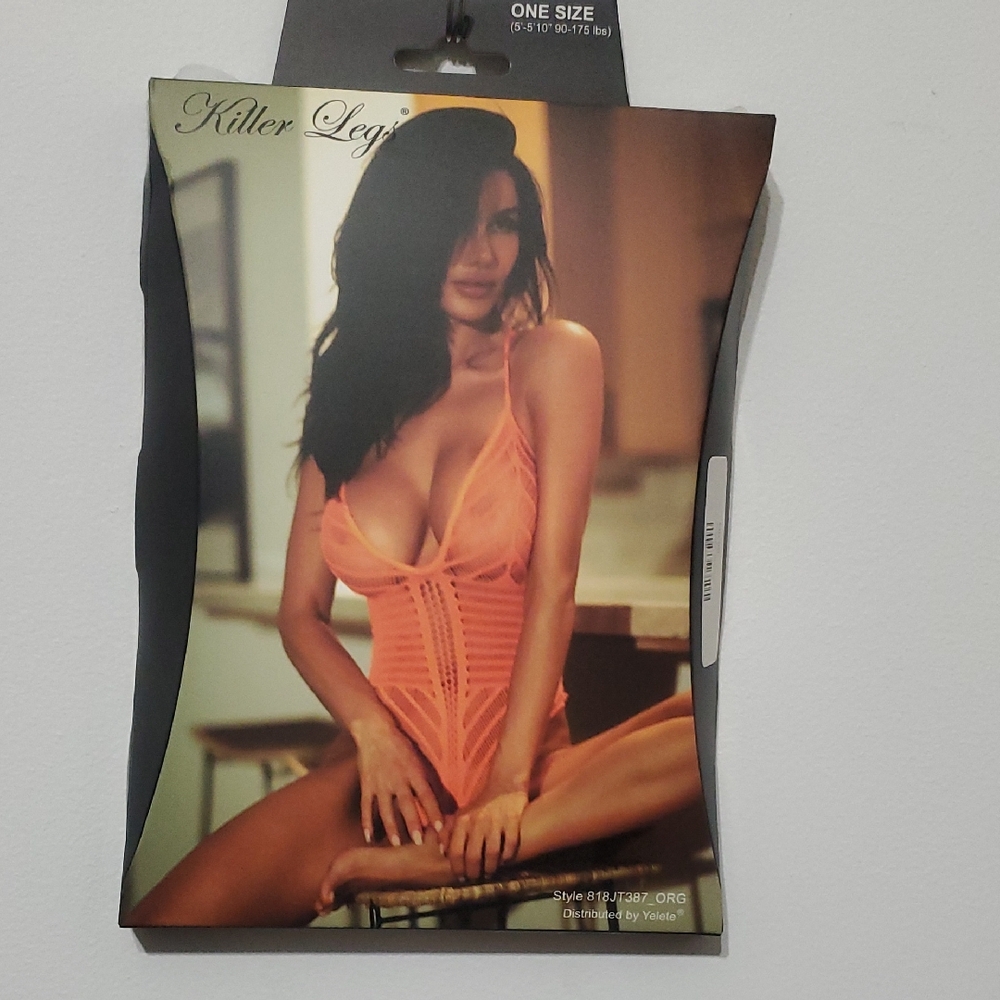 Killer Legs Orange Lace Bodysuit